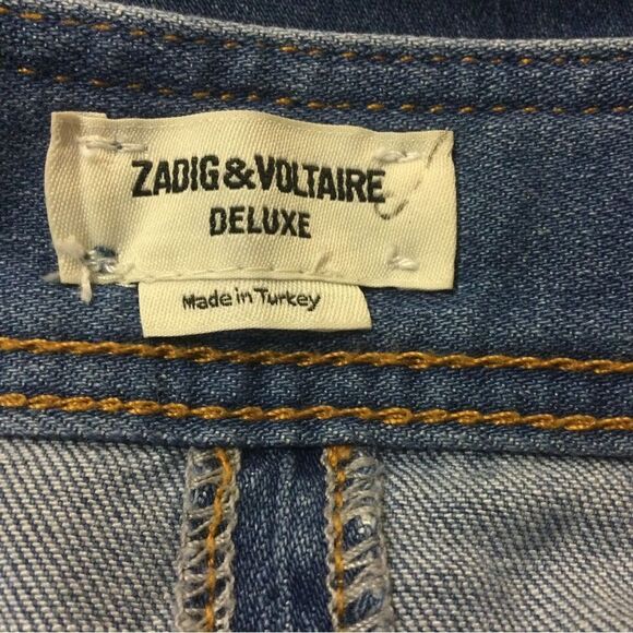 ZADIG & VOLTAIRE Jamille Deluxe Embroidered Fringed-Hem Denim Skirt - Picture 7 of 11